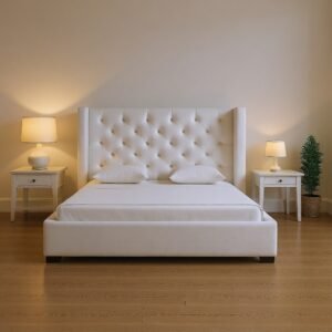 Amira Bed Snow White Velvet