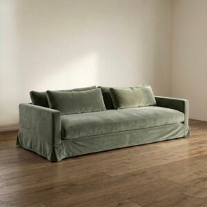 Aria Slipcover Sofa sage green velvet