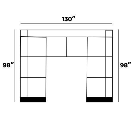 98" by 130" by 98"